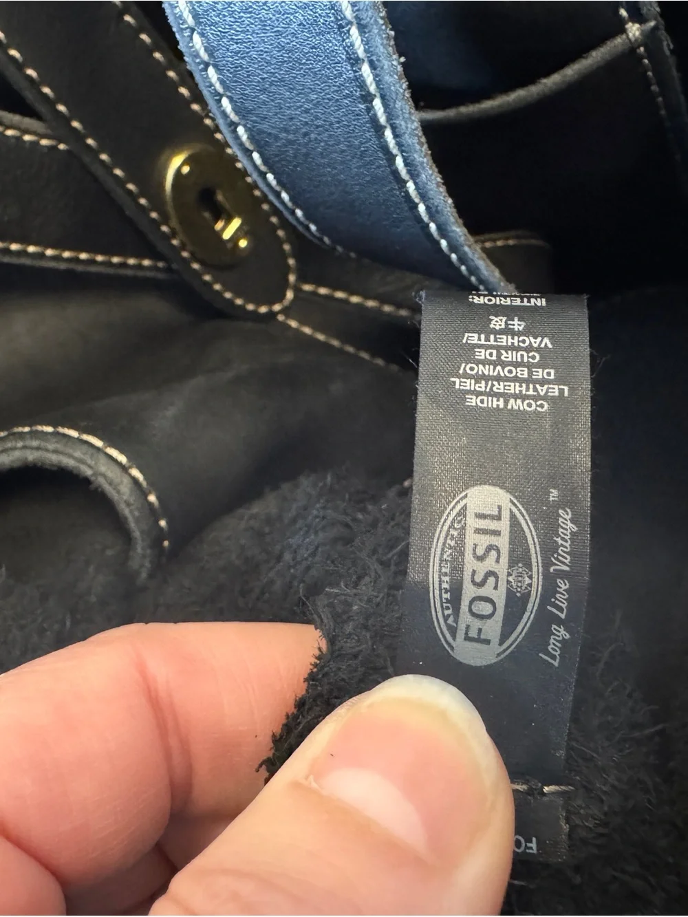 Fossil Austin large black leather shopper tote